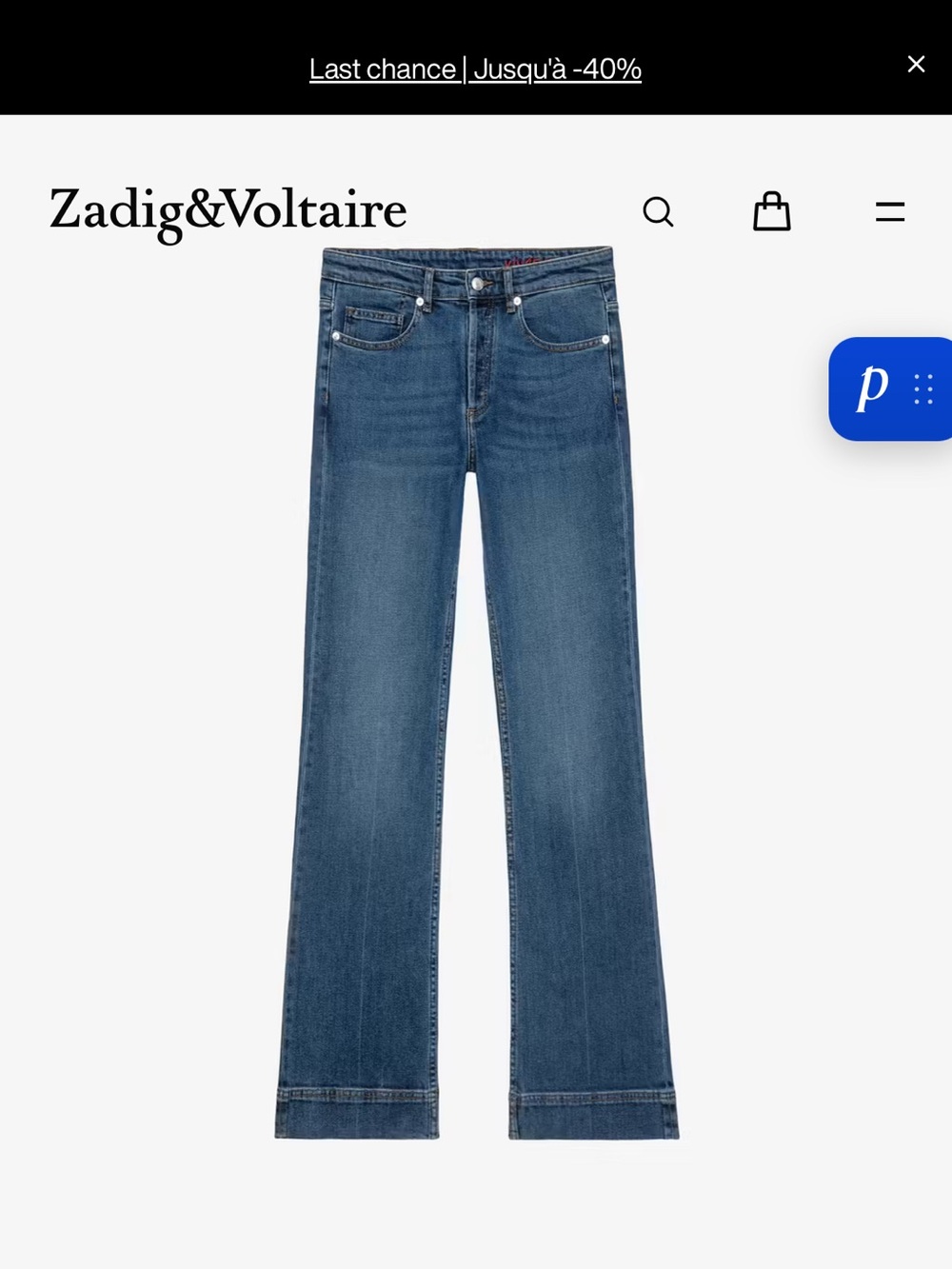 Zadig & Voltaire Medium Blue Women's Flare Jeans